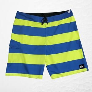 Quiksilver‎ Vintage Boardshort Men 38 x 21 Bright Vibrant Stripes Quick Dry NEW